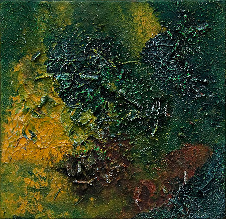 Textured green and yellow painting
