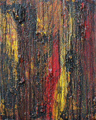 Textured red and yellow painting